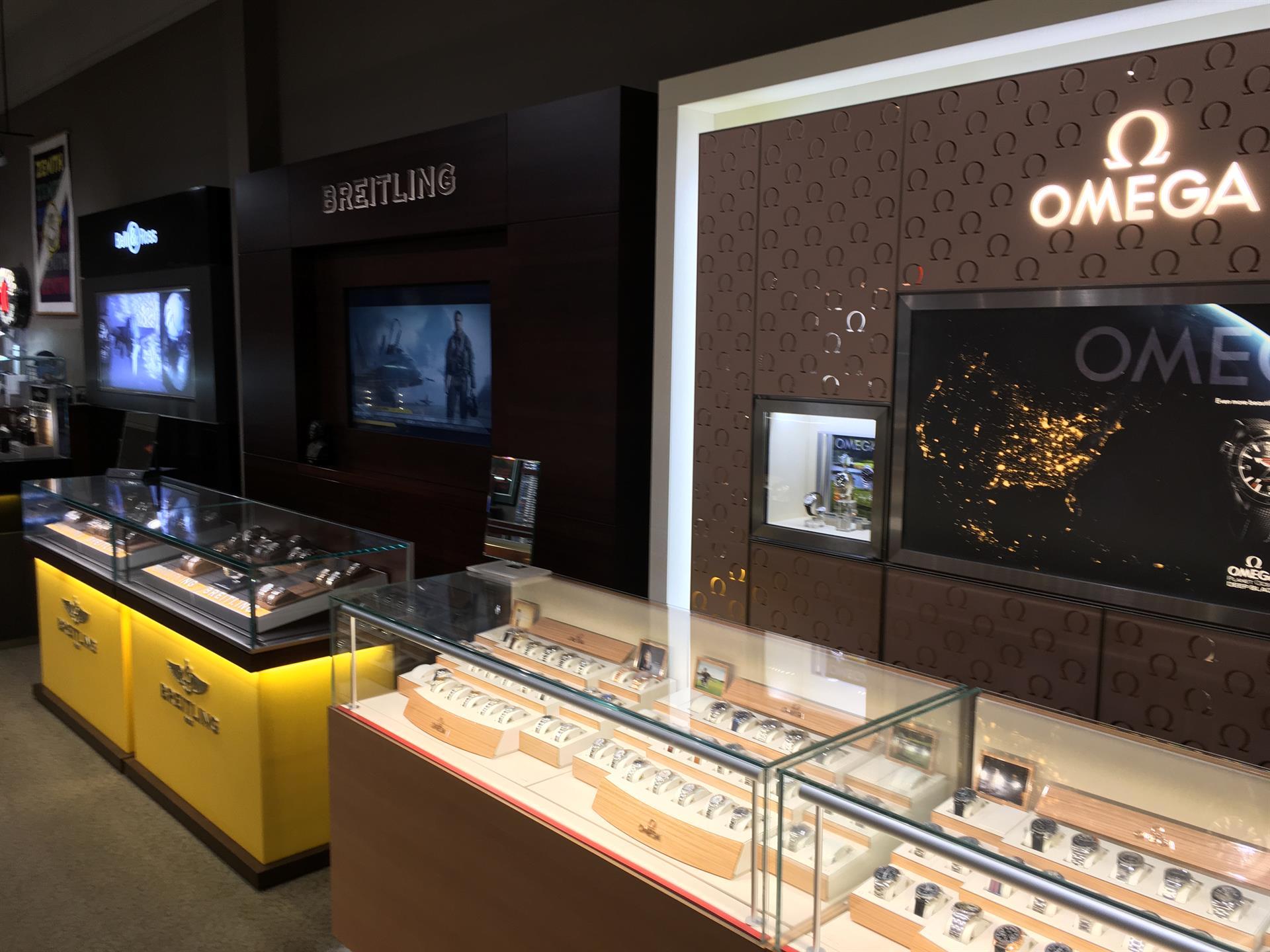 watchworks store breitling and omega displays